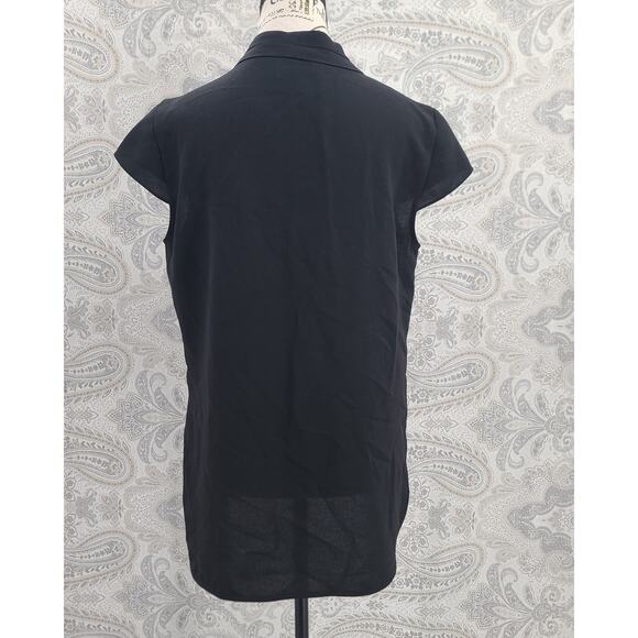DKNY women's cap sleeve shoulder black blouse Size 6 Dark feminine Goth Office - Picture 4 of 7